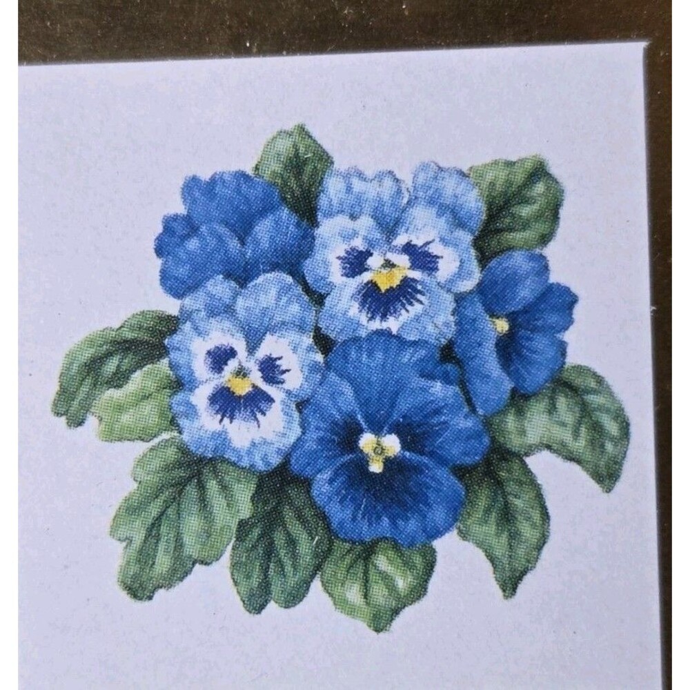 3 Miniature Pictures By Kathy Seek Blue Flowers Gold Frames 4x4 - Picture 11 of 12